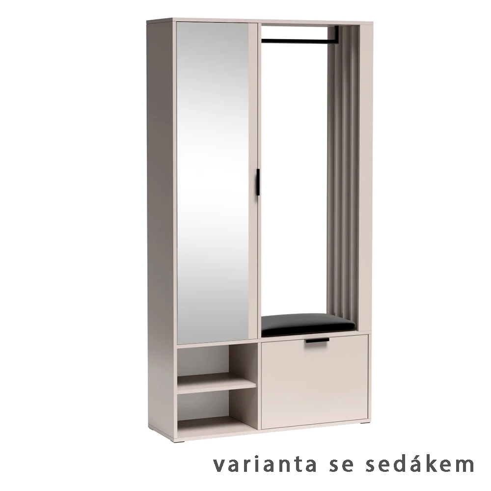 Předsíňová stěna MILON | 100 cm | se zrcadlem | UNI provedení | kašmír