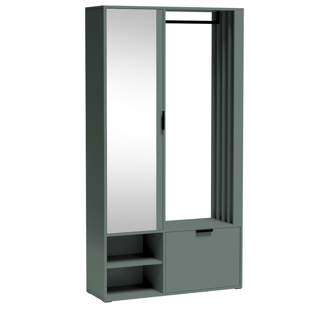 Předsíňová stěna MILON | 100 cm | se zrcadlem | UNI provedení | stone green zelená