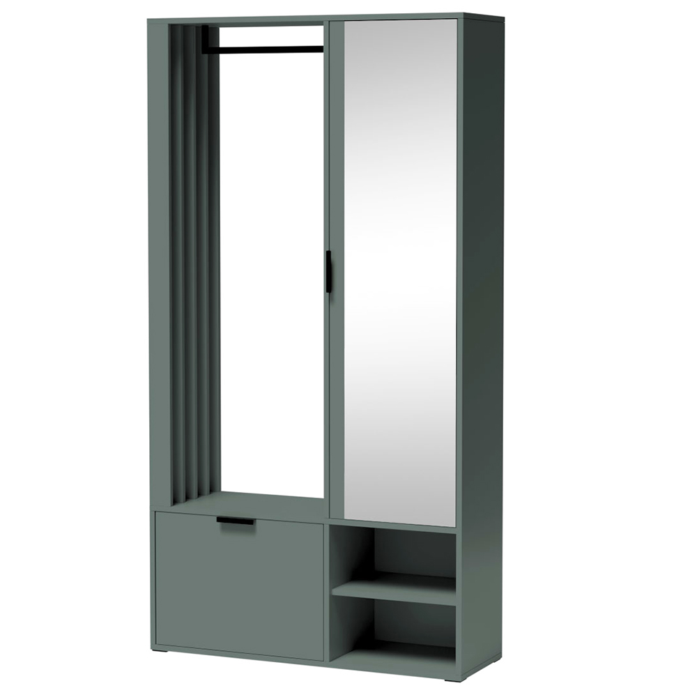 Předsíňová stěna MILON | 100 cm | se zrcadlem | UNI provedení | stone green zelená