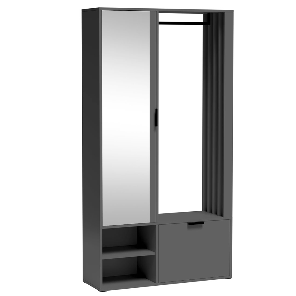 Předsíňová stěna MILON | 100 cm | se zrcadlem | UNI provedení | grafit