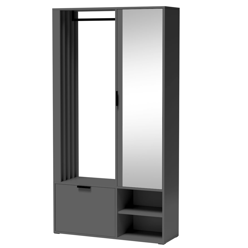 Předsíňová stěna MILON | 100 cm | se zrcadlem | UNI provedení | grafit