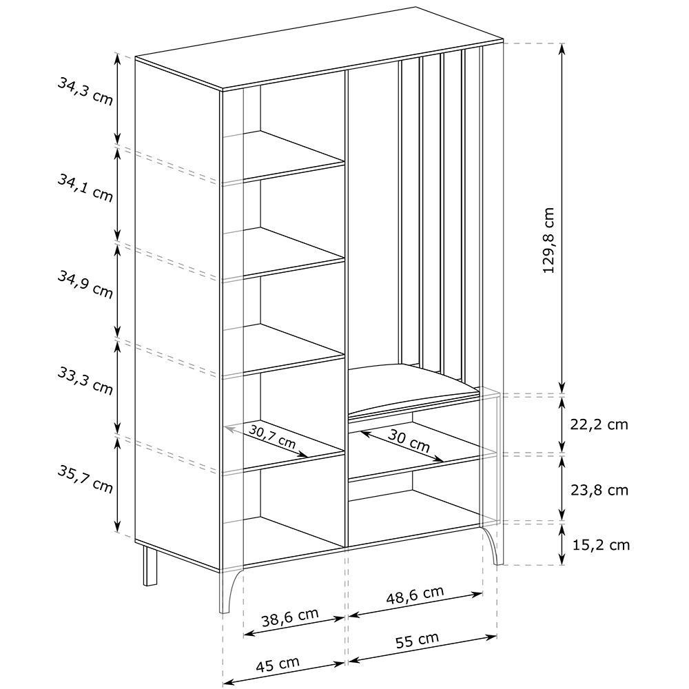 MILUMI c | předsíňová stěna MM-11 | 105 cm | se zrcadlem | černá