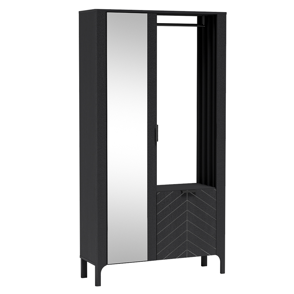 MILUMI c | předsíňová stěna MM-11 | 105 cm | se zrcadlem | černá