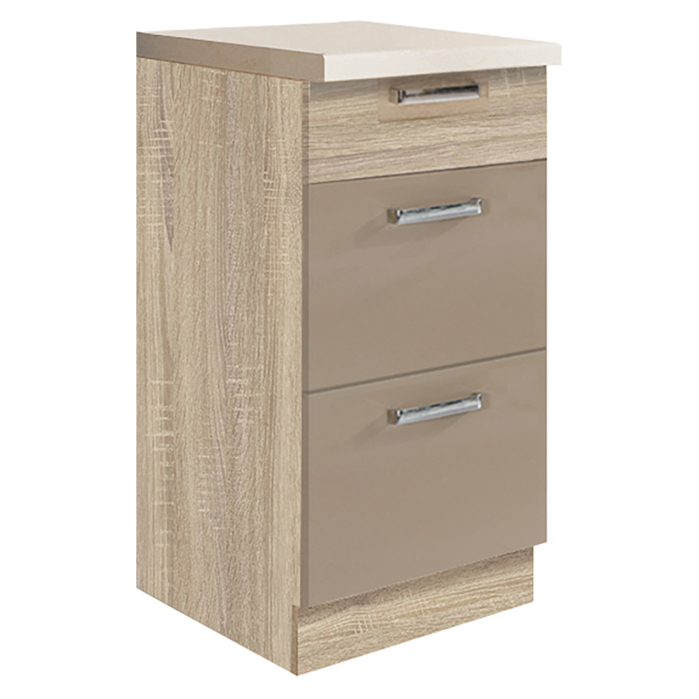 Kuchyňská linka PREMIO |  270 cm | sonoma/bílá/cappuccino lesk