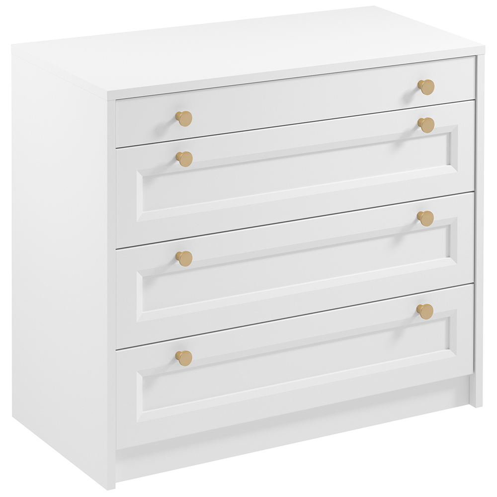 Komoda REL K4S | 90 cm | bílá | lamino o síle 18 mm + ozdobné MDF lišty 18 mm