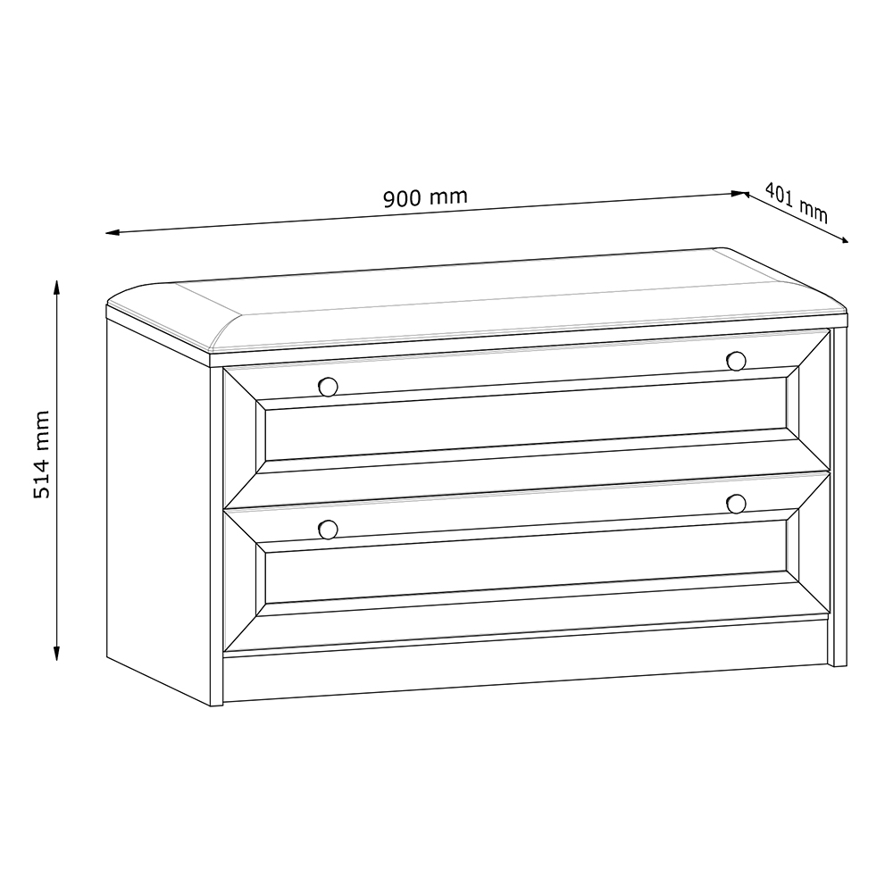 Komoda REL LWK | 90 cm | bílá | lamino o síle 18 mm + ozdobné MDF lišty 18 mm