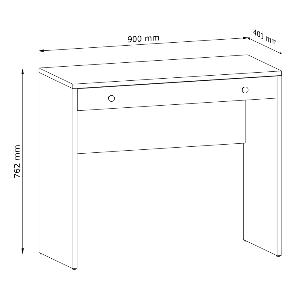 Psací stůl/toaletka REL B1 | 90 cm | bílá | lamino o síle 18 mm