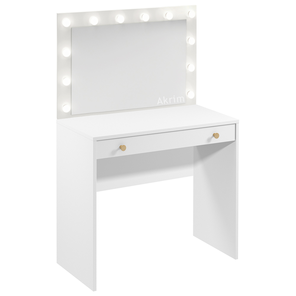 Toaletka se zrcadlem s LED osvětlením REL LS + stolek B1 | 90 cm | bílá | lamino o síle 18 mm