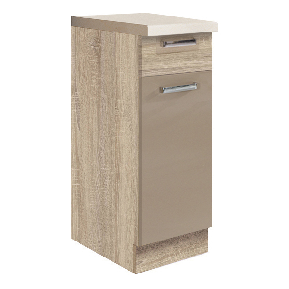 Kuchyňská linka PREMIO | 210x310 cm + 140 cm | sonoma/bílá/cappuccino lesk