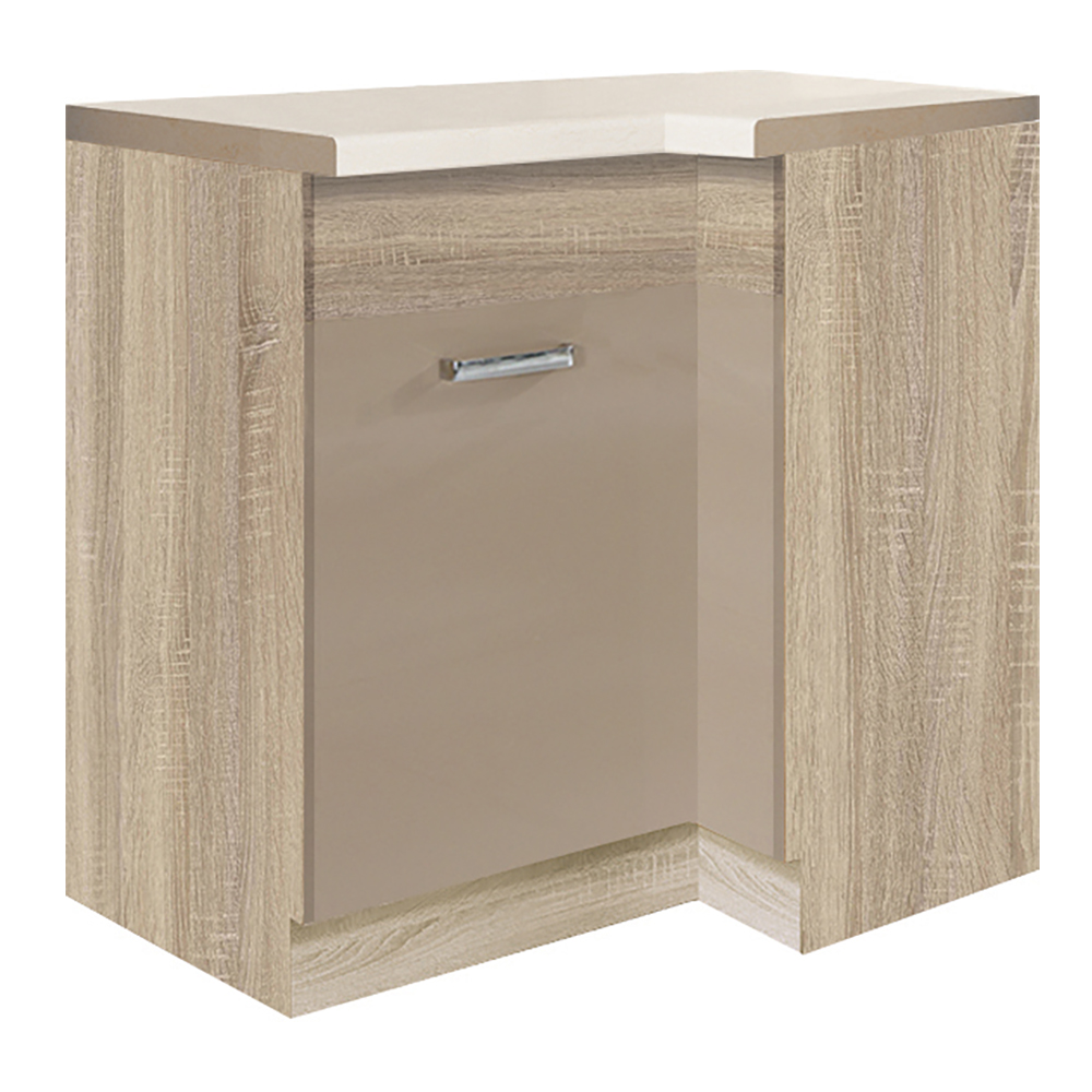 Kuchyňská linka PREMIO | 210x310 cm + 140 cm | sonoma/bílá/cappuccino lesk