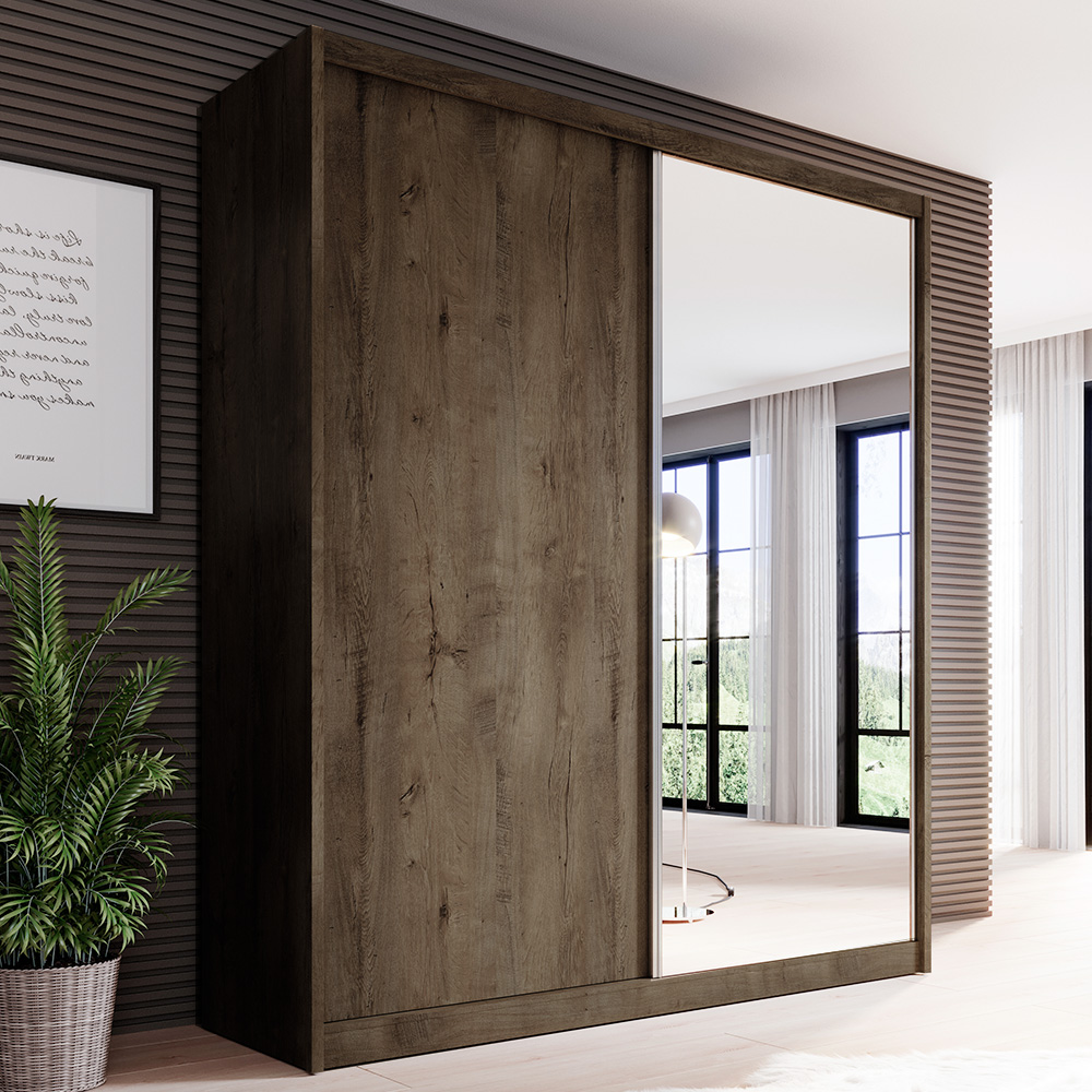 Šatní skříň MACI | 208 cm | se zrcadlem | lefkas