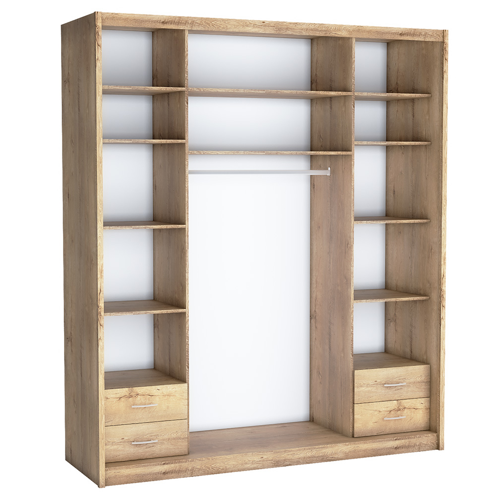 Šatní skříň MACI | 208 cm | se zrcadlem | bílá