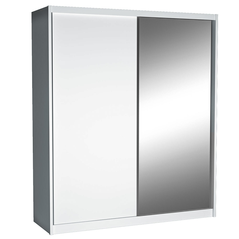 Šatní skříň MACI | 208 cm | se zrcadlem | bílá