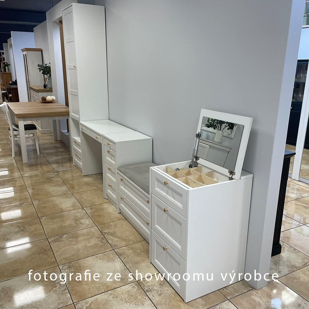 Noční stolek REL SN | 40 cm | bílá | lamino o síle 18 mm + ozdobné MDF lišty 18 mm