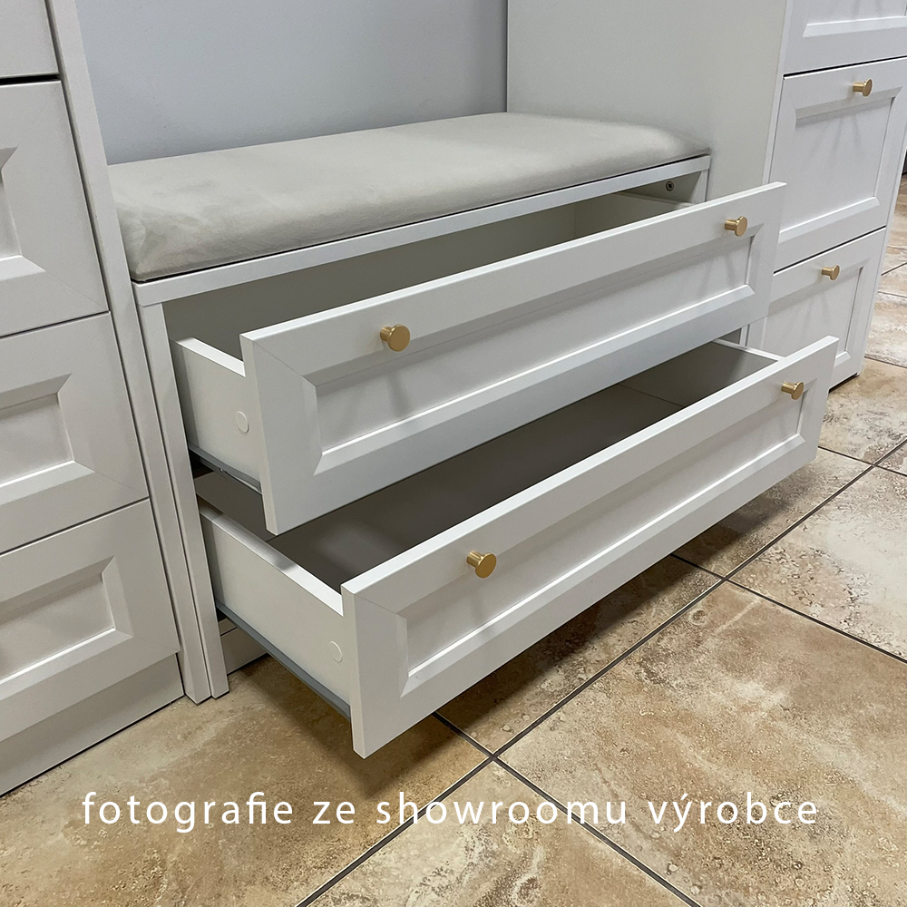 Noční stolek REL SN | 40 cm | bílá | lamino o síle 18 mm + ozdobné MDF lišty 18 mm