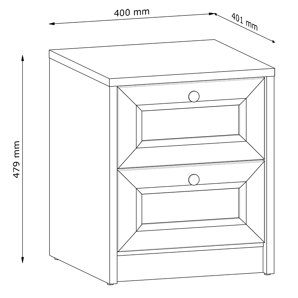 Noční stolek REL SN | 40 cm | bílá | lamino o síle 18 mm + ozdobné MDF lišty 18 mm