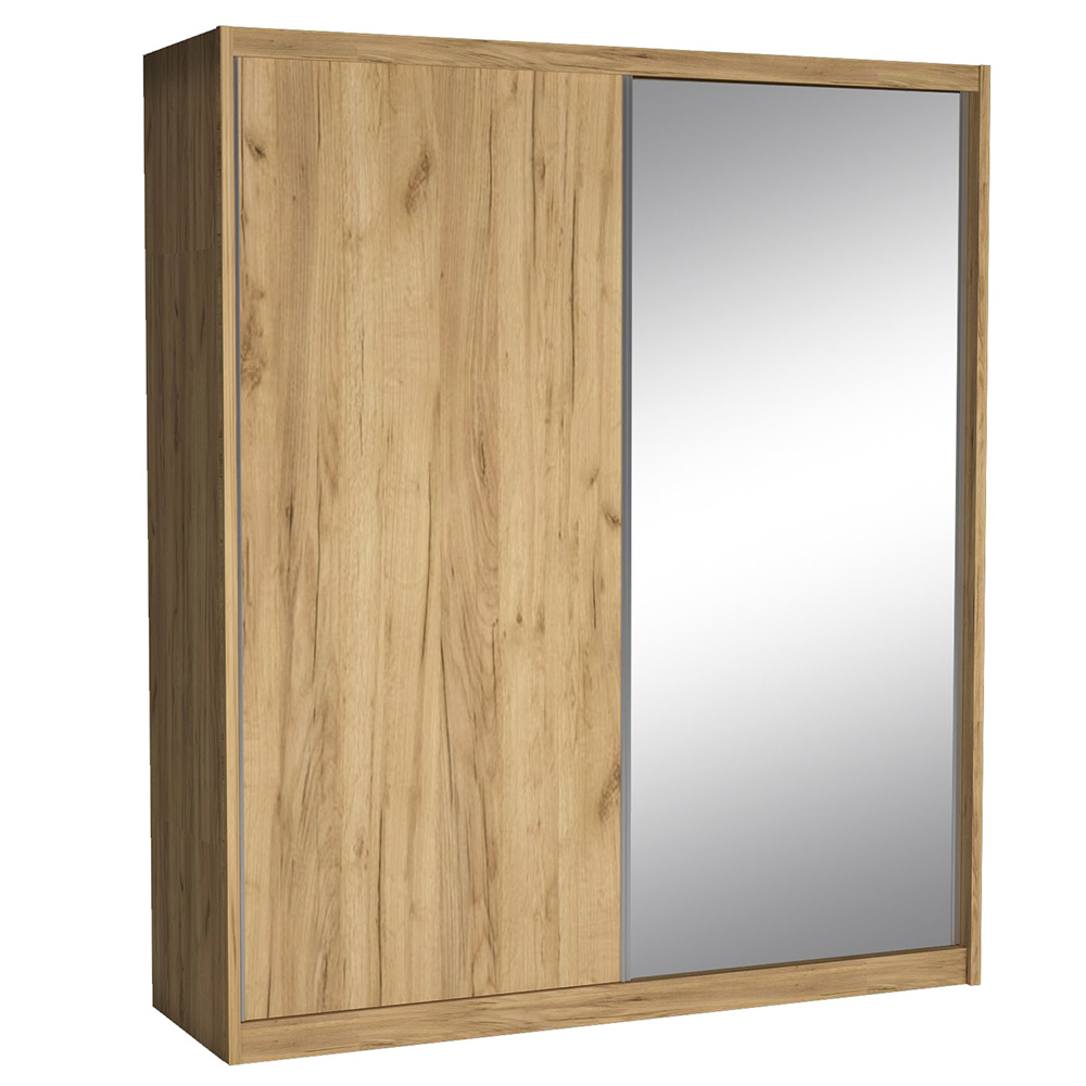 Šatní skříň MACI | 208 cm | se zrcadlem | kraft zlatý