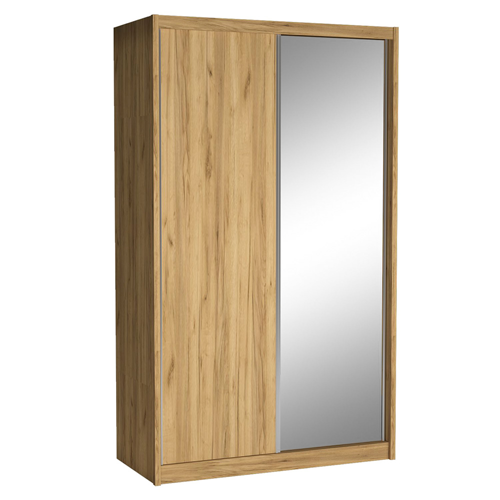 Šatní skříň KAROK | 143 cm | se zrcadlem | kraft zlatý