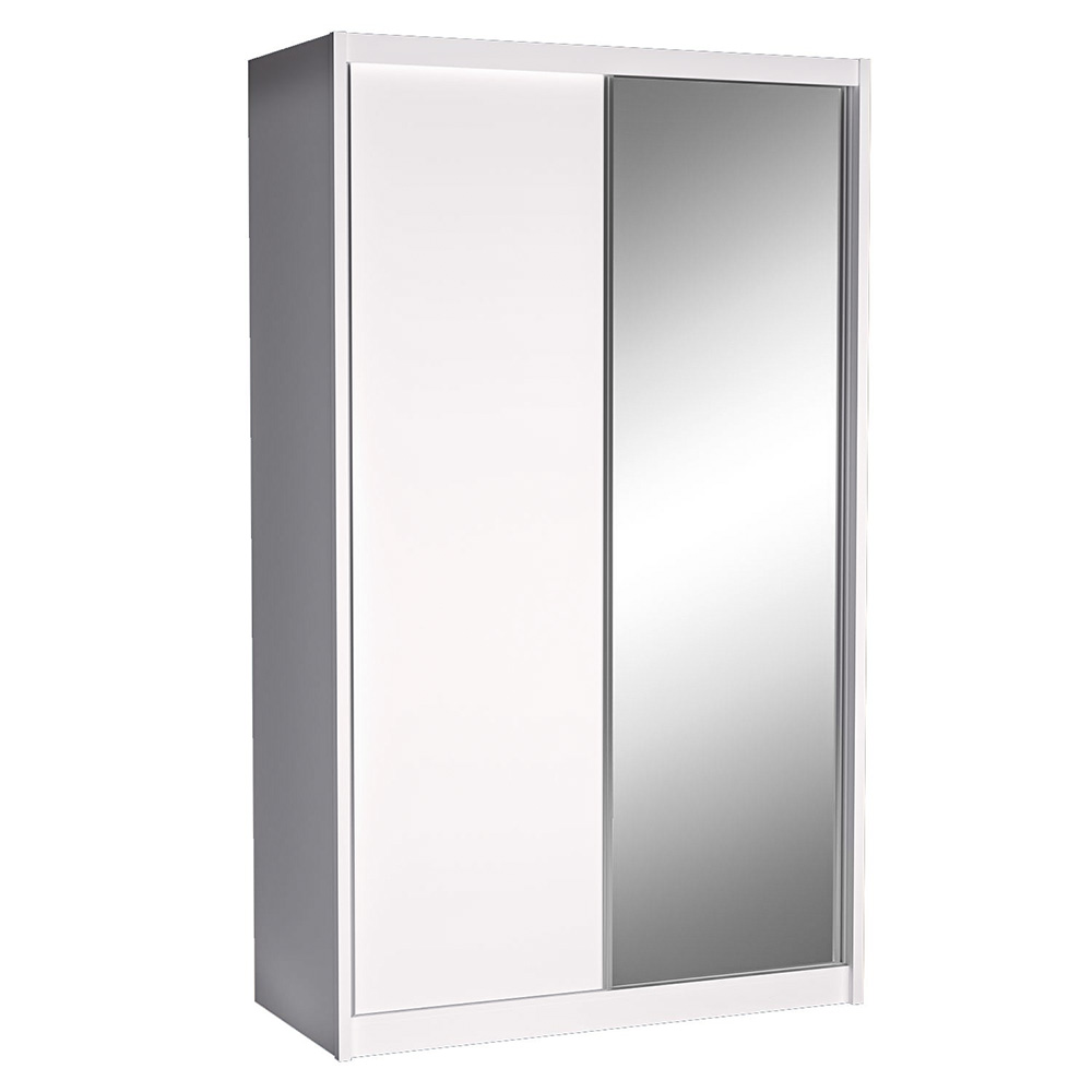 Šatní skříň KAROK | 143 cm | se zrcadlem | bílá