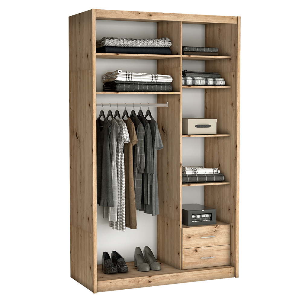 Šatní skříň KAROK | 143 cm | se zrcadlem | artisan