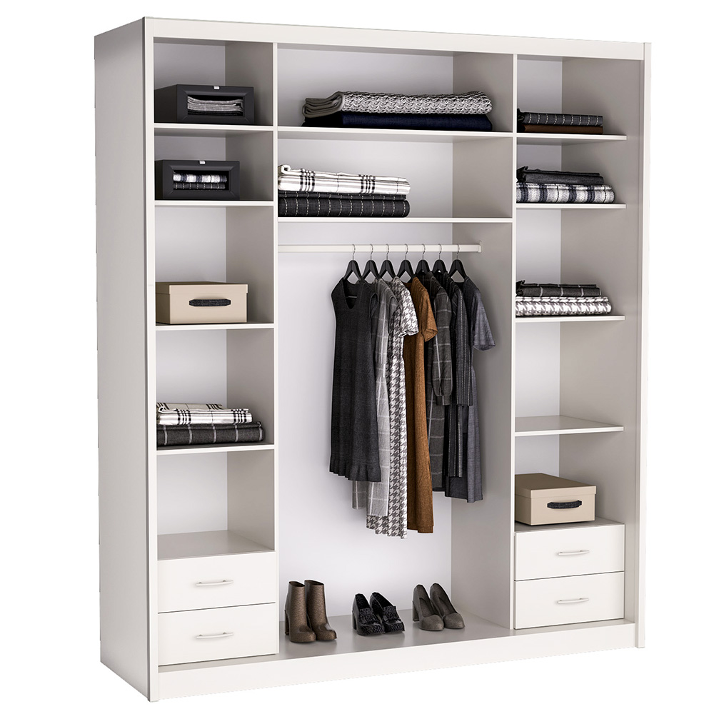 Šatní skříň MACI | 208 cm | se zrcadlem | kašmír