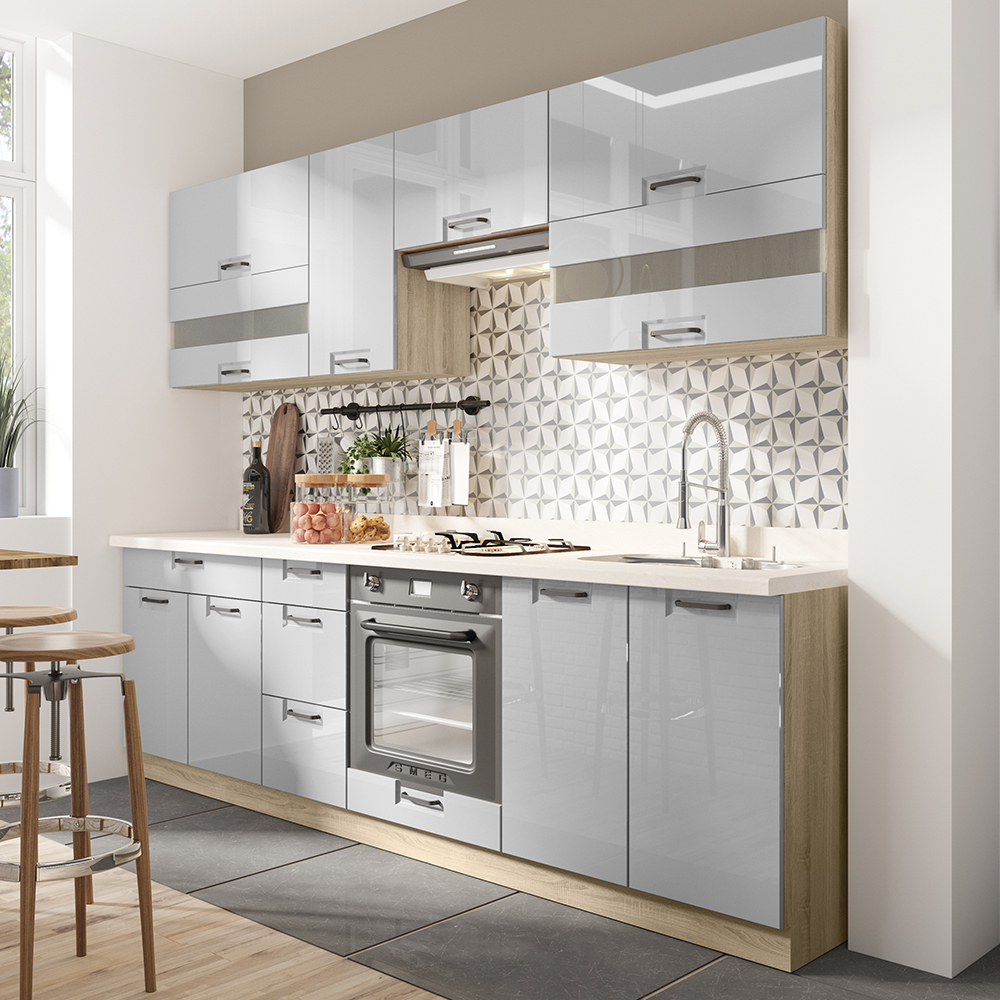 FAVORIT s | horní skříňka FL-32G policová | 45 cm | šedá lesk | VÝBĚR KORPUSU