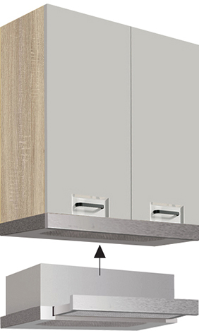 FAVORIT s | horní skříňka FL-37G pro vestavnou digestoř | 60 cm | šedá lesk | VÝBĚR KORPUSU