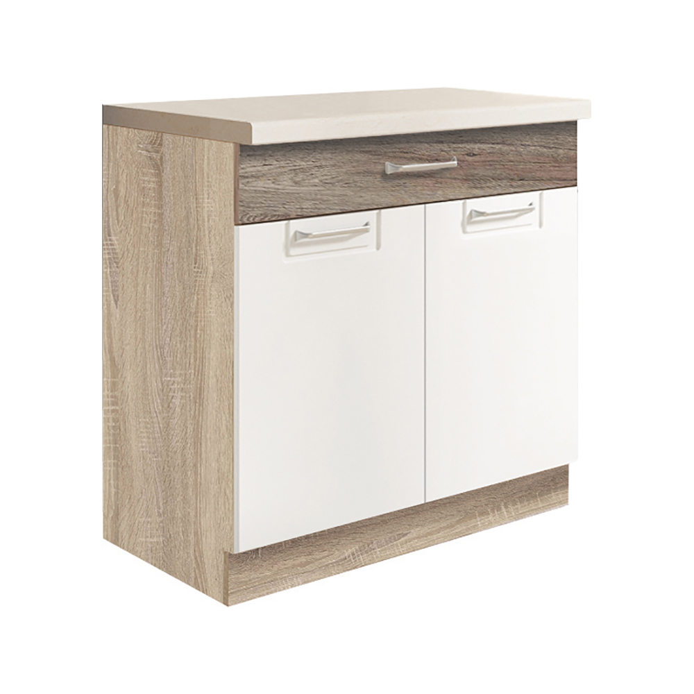 ECONO wh | dolní skříňka ECO-6D se zásuvkou a policí | bílá lesk/san remo | VÝBĚR KORPUSU a KOVÁNÍ