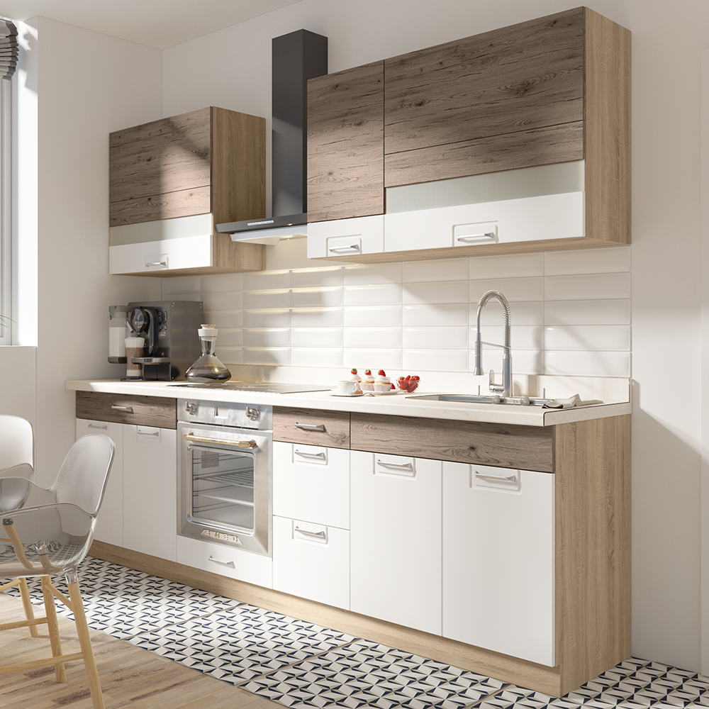 ECONO wh | dolní skříňka ECO-8D se zásuvkami | bílá lesk/san remo | VÝBĚR KORPUSU a KOVÁNÍ