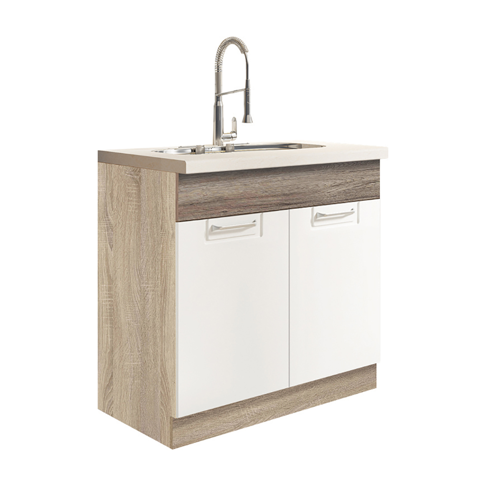 ECONO wh | dolní skříňka ECO-12D dřezová | 80 cm | san remo/bílá lesk | VÝBĚR KORPUSU