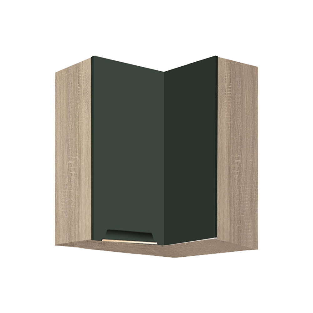 GLAMOUR z | horní skříňka rohová GLA-54G | 60x60 cm | KORPUS SONOMA | zelená mat