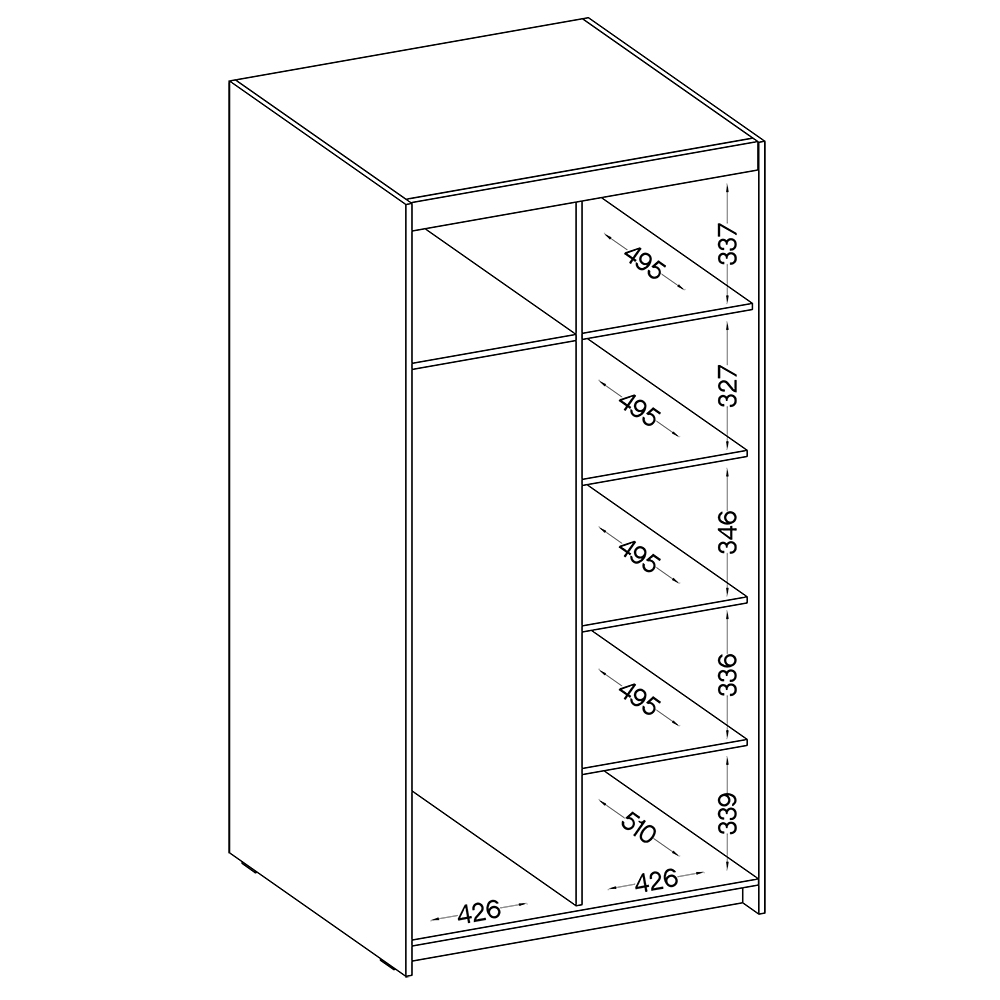 Šatní skříň ELENA 2D 1L + zrcadlo | 89,7 cm | dub sonoma