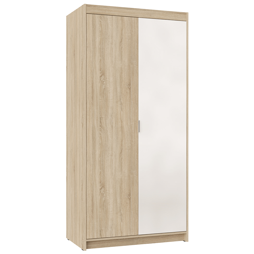 Šatní skříň ELENA 2D 1L + zrcadlo | 89,7 cm | dub sonoma