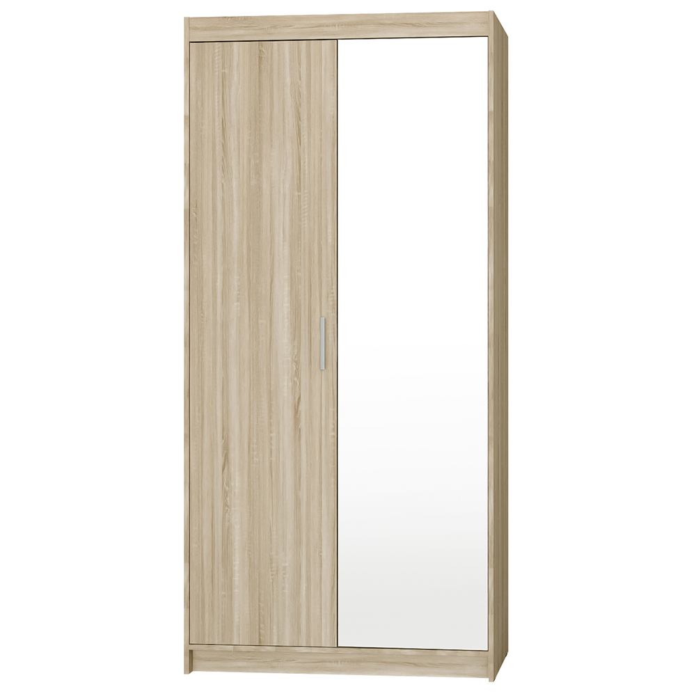 Šatní skříň ELENA 2D 1L + zrcadlo | 89,7 cm | dub sonoma