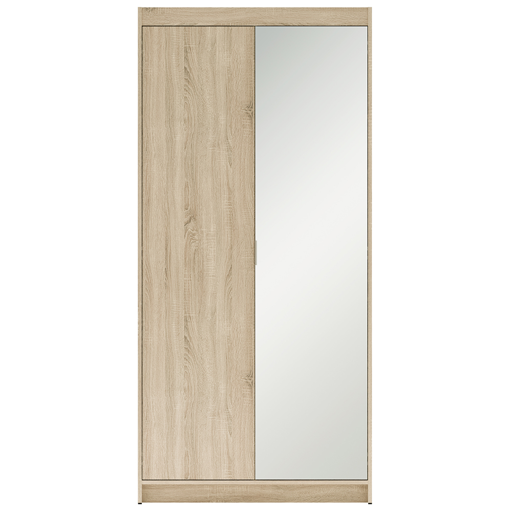 Šatní skříň ELENA 2D 1L + zrcadlo | 89,7 cm | dub sonoma