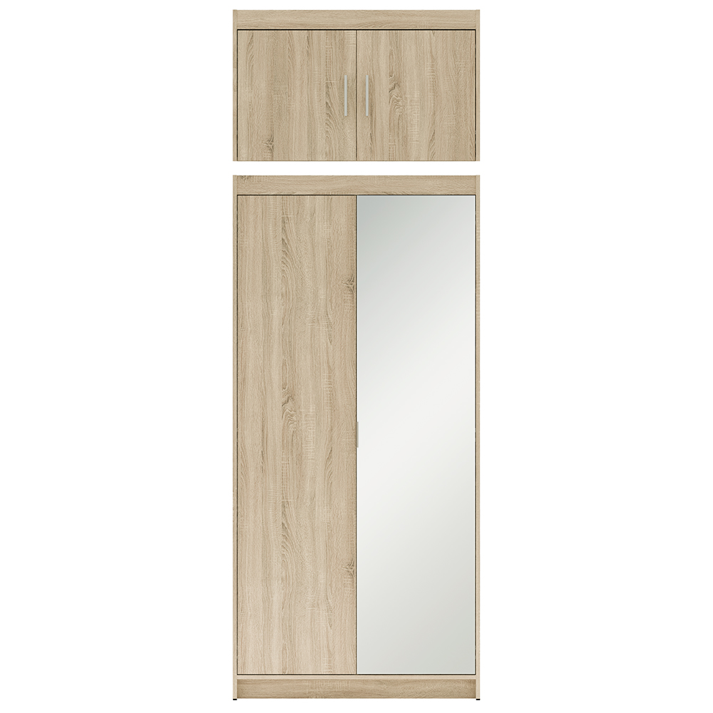 Šatní skříň ELENA 2D 1L + zrcadlo + nástavec | 89,7 cm | dub sonoma