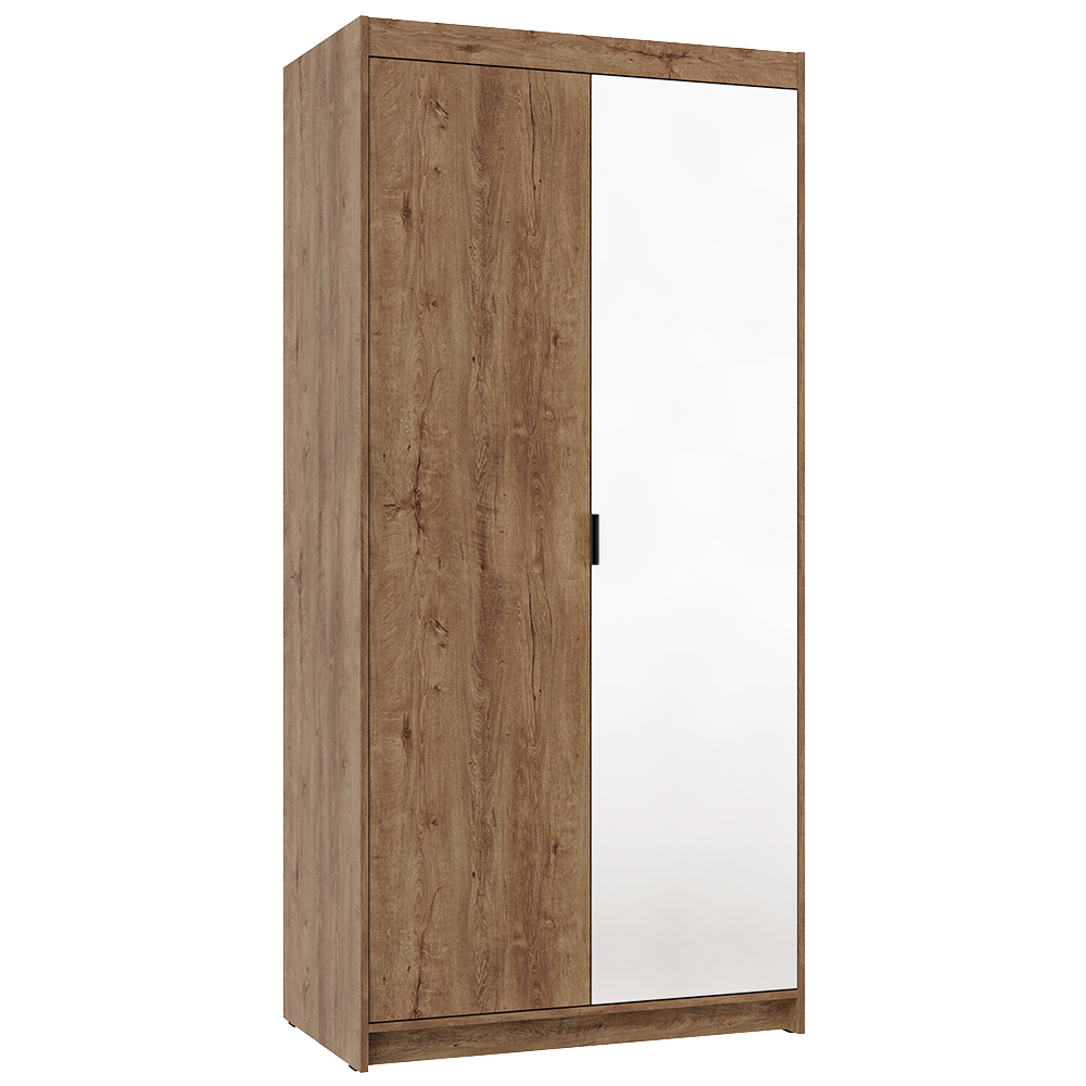 Šatní skříň ELENA 2D 1L + zrcadlo | 89,7 cm | dub lefkas
