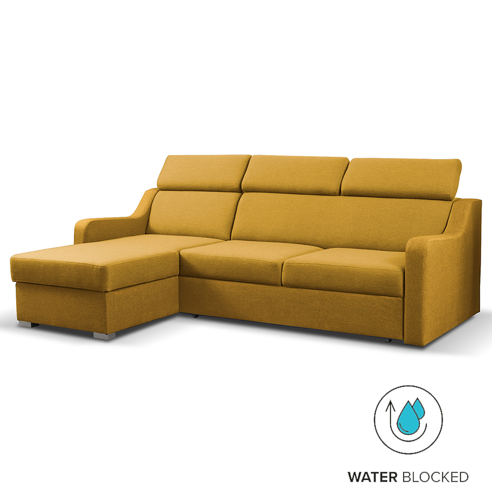 Sedací souprava MIKELI | 228x158 cm | UNI | rozkládací + úložný prostor | AKCE | žlutá 10