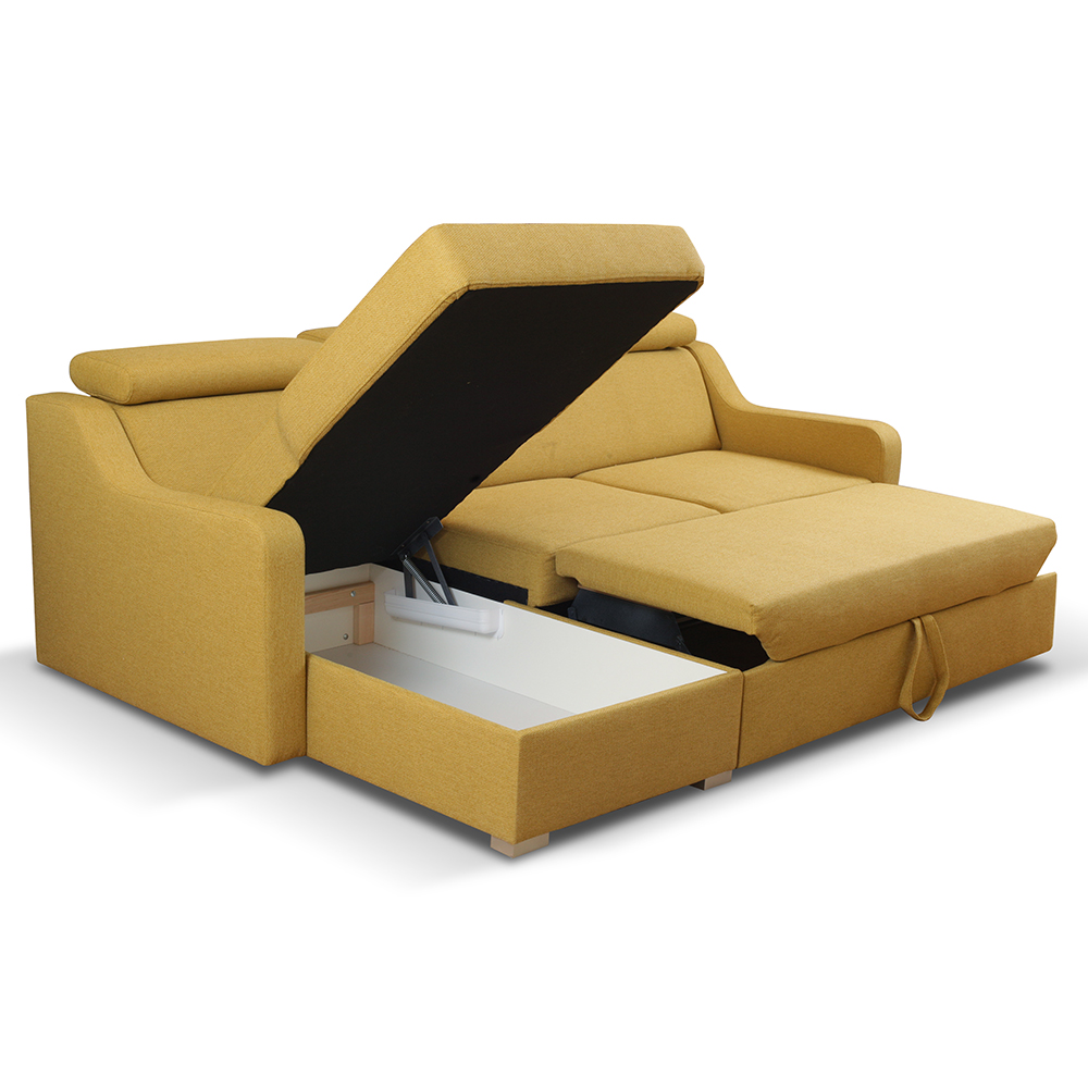 Sedací souprava MIKELI | 228x158 cm | UNI | rozkládací + úložný prostor | AKCE | žlutozelená 11