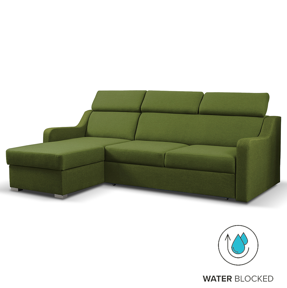 Sedací souprava MIKELI | 228x158 cm | UNI | rozkládací + úložný prostor | AKCE | olivově zelená 12