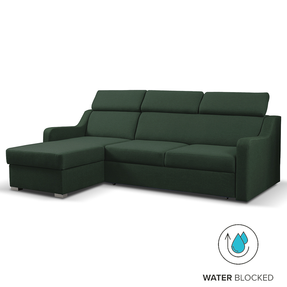 Sedací souprava MIKELI | 228x158 cm | UNI | rozkládací + úložný prostor | AKCE | tmavě zelená 19