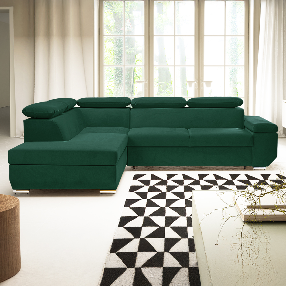 Sedací souprava LARS I | 215x264 cm | rozkládací + úložný prostor | AKCE | tmavě zelená 39