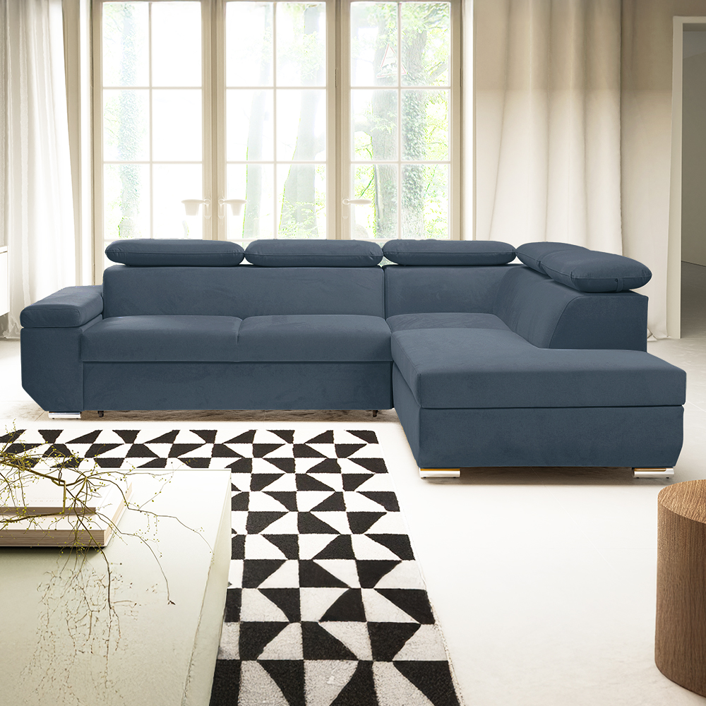 Sedací souprava LARS I | 264x215 cm | rozkládací + úložný prostor | AKCE | modrá 74