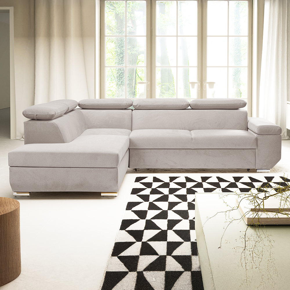 Sedací souprava LARS I | 215x264 cm | rozkládací + úložný prostor | AKCE | světle šedá 80