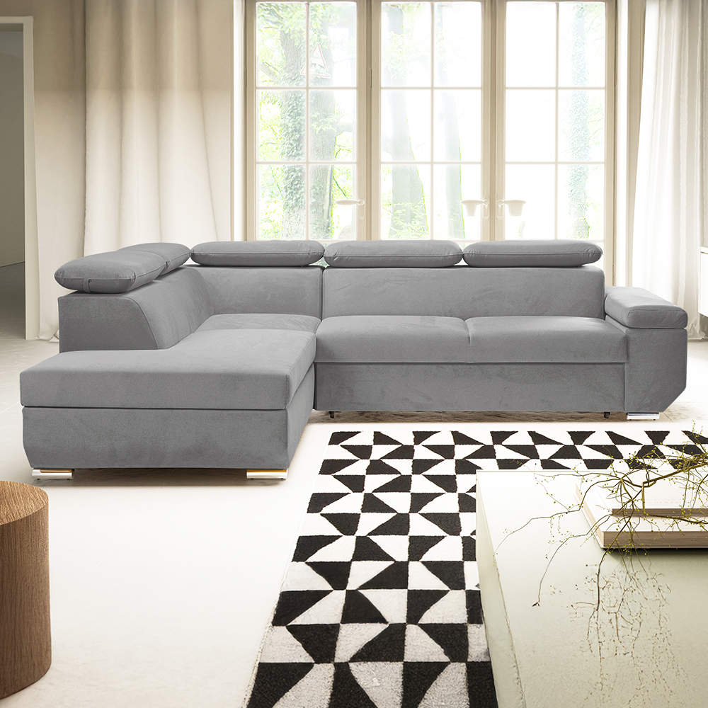 Sedací souprava LARS I | 215x264 cm | rozkládací + úložný prostor | AKCE | světle šedá 83