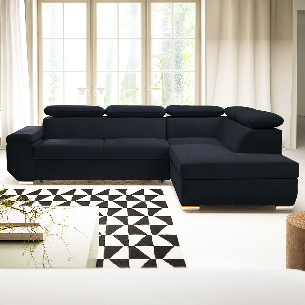 Sedací souprava LARS I | 264x215 cm | rozkládací + úložný prostor | AKCE | černá 99