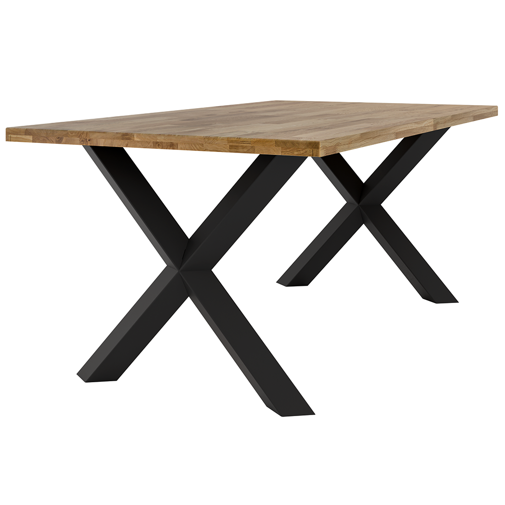 Jídelní stůl MALMO LINEAR | 180x100 cm | nerozkládací | dřevo MASIV dub + nohy kov černá