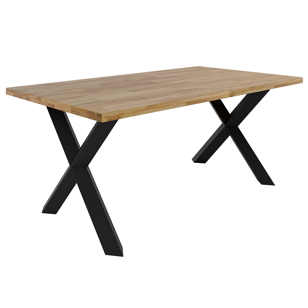 Jídelní stůl MALMO LINEAR | 180x100 cm | nerozkládací | dřevo MASIV dub + nohy kov černá