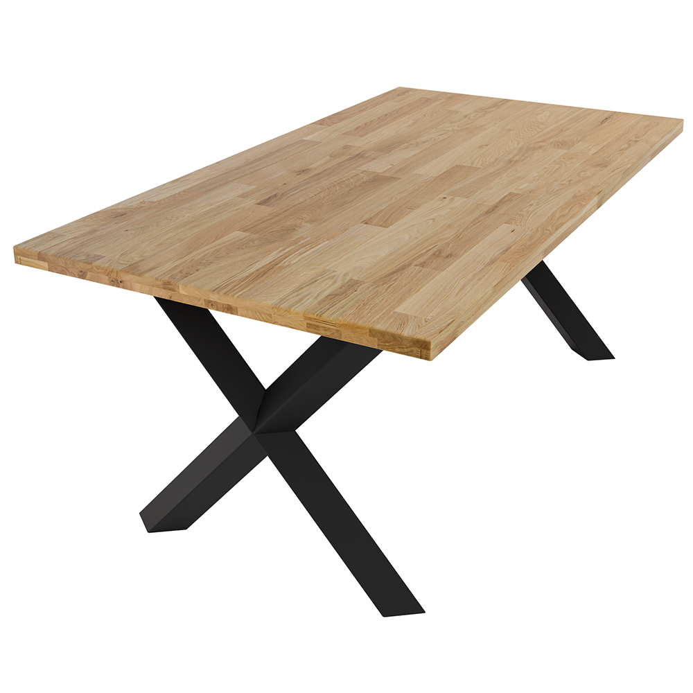 Jídelní stůl MALMO LINEAR | 180x100 cm | nerozkládací | dřevo MASIV dub + nohy kov černá