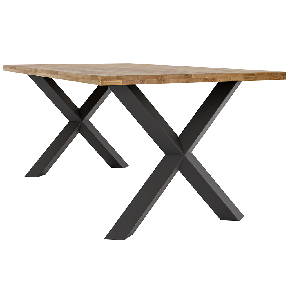Jídelní stůl MALMO LINEAR | 180x100 cm | nerozkládací | dřevo MASIV dub + nohy kov černá